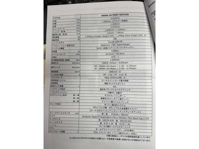 ロータス エミーラ Ｖ６　ファーストエディション R6年 (東海) 99