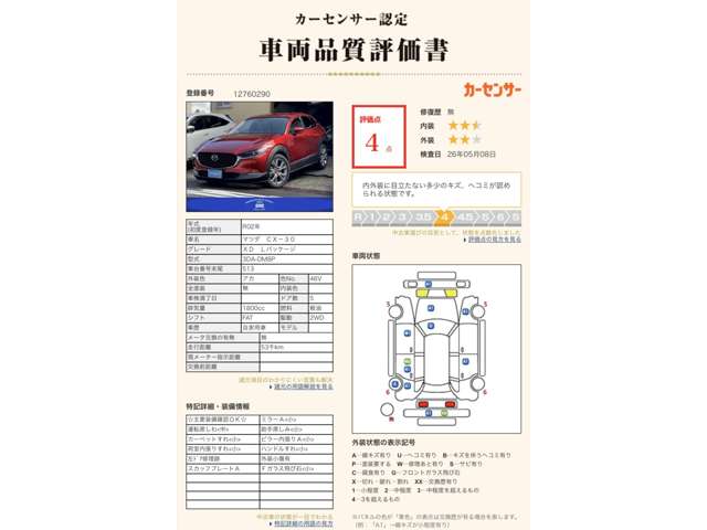 マツダ ＣＸ−３０ １．８ ＸＤ Ｌパッケージ ディーゼルターボ R2年 (近畿) 99