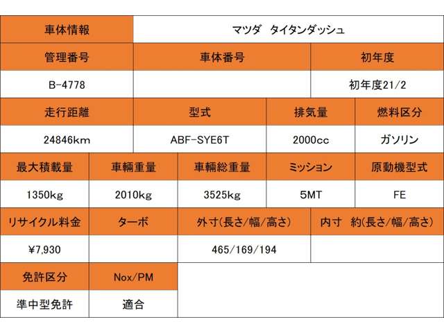 マツダ タイタンダッシュ ２．０ ロング ワイドロー ＤＸ H21年 (近畿) 99