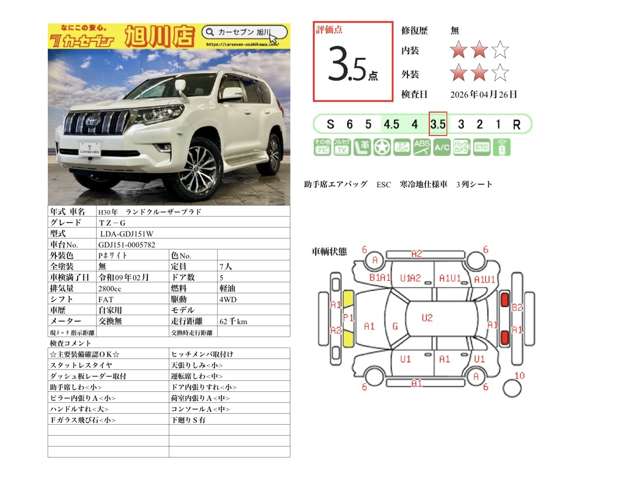 トヨタ ランドクルーザープラド ２．８ ＴＺ－Ｇ ディーゼルターボ ４ＷＤ H30年 (北海道) 99