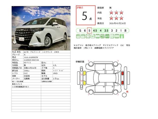トヨタ アルファード　ハイブリッド ハイブリッド ２．５ Ｘ Ｅ－ＦＯＵＲ ４ＷＤ R7年 (北海道) 99