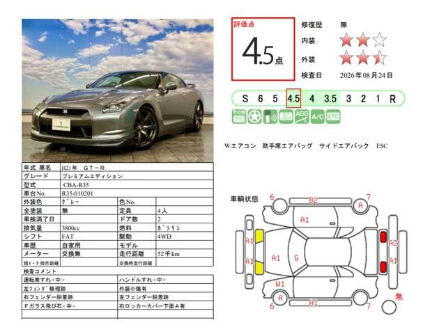 日産 ＧＴ−Ｒ ３．８ プレミアムエディション ４ＷＤ H21年 (北海道) 99