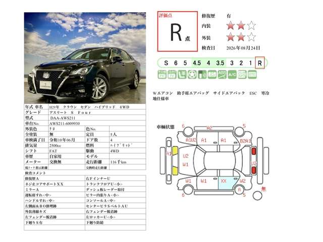 トヨタ クラウン　ハイブリッド ハイブリッド ２．５ Ｓ ＦＯＵＲ ４ＷＤ H29年 (北海道) 99
