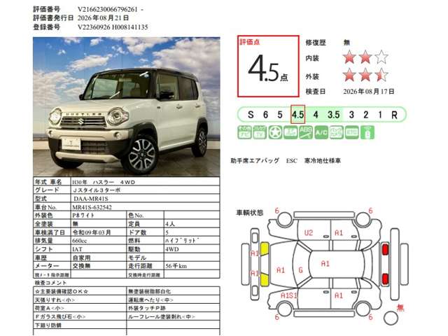 スズキ ハスラー ６６０ ＪスタイルＩＩＩターボ ４ＷＤ H30年 (北海道) 99