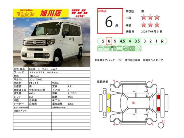 ホンダ Ｎ−ＶＡＮ ６６０ ファン スタイル＋ ネイチャー ４ＷＤ R6年 (北海道) 99