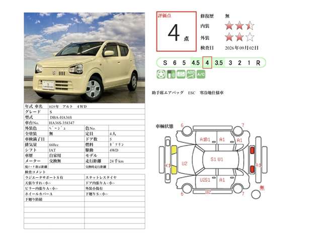 スズキ アルト ６６０ Ｓ レーダーブレーキサポート装着車 H29年 (北海道) 99