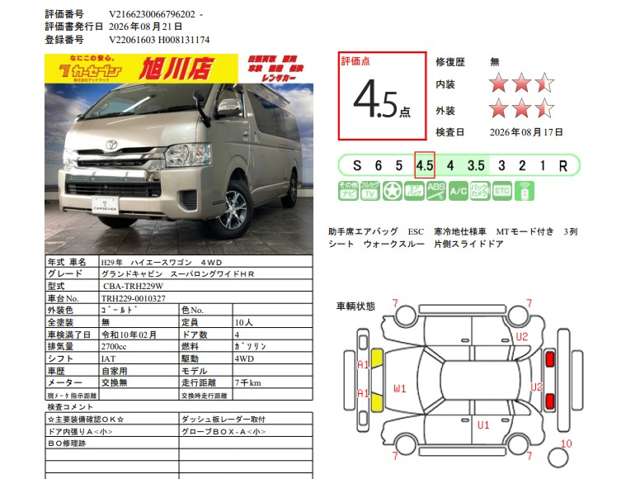 トヨタ ハイエースワゴン ２．７ グランドキャビン ４ＷＤ H29年 (北海道) 99