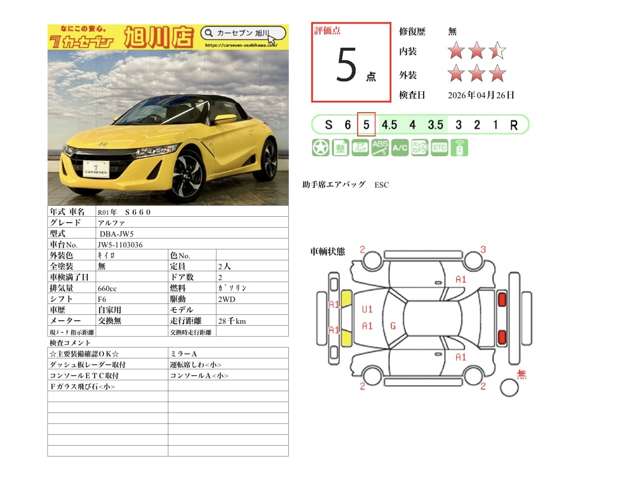 ホンダ Ｓ６６０ ６６０ アルファ R1年 (北海道) 99