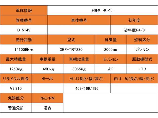 トヨタ ダイナ ２．０ ロング ジャストロー R4年 (近畿) 99