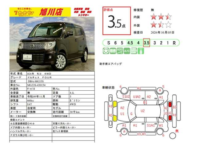 日産 モコ ６６０ ドルチェ Ｘ ＦＯＵＲ ４ＷＤ H26年 (北海道) 99