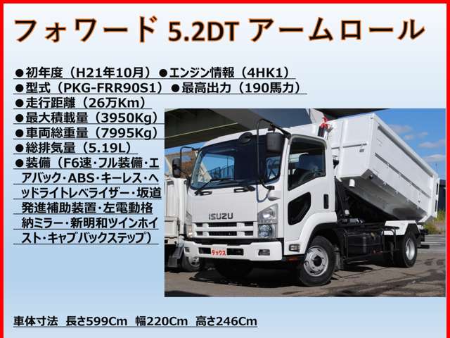 いすゞ フォワード ５．２ＤＴ 新明和ツインアームロール 箱付 H21年 (東海) 99