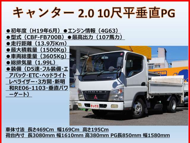 三菱フソウ キャンターガッツ ２．０ 全低床平 垂直ＰＧ H19年 (東海) 99
