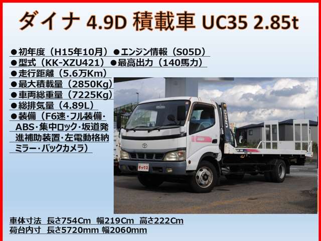 トヨタ ダイナ ４．９Ｄ ＵＣ３５ 積載車 ２．８５Ｔ ラジコン H15年 () 99
